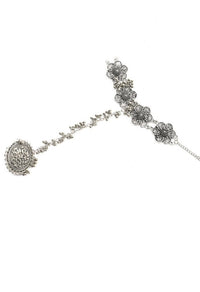 Thumbnail for Mominos Fashion Kamal Johar Oxidised Silver-Plated Floral Design Bracelet