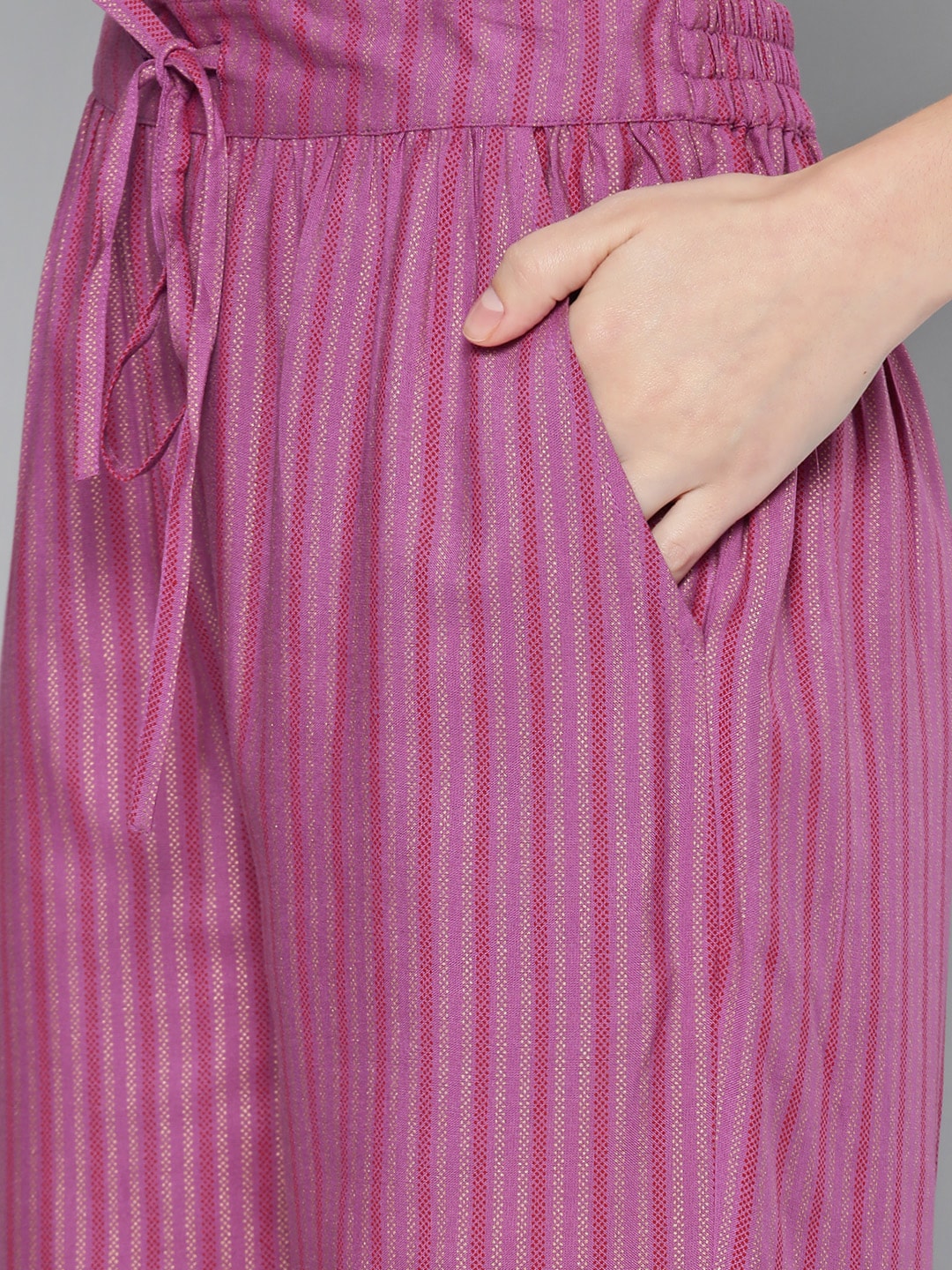 HERE&NOW Women Purple Printed Regular Kurta with Palazzos - Distacart