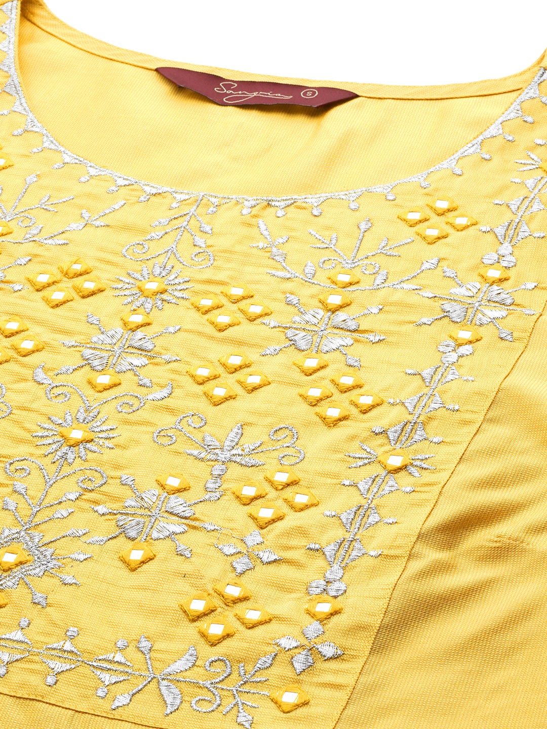 Sangria Women Ethnic Motifs Embroidered Mirror Work Pastels Kurta - Distacart