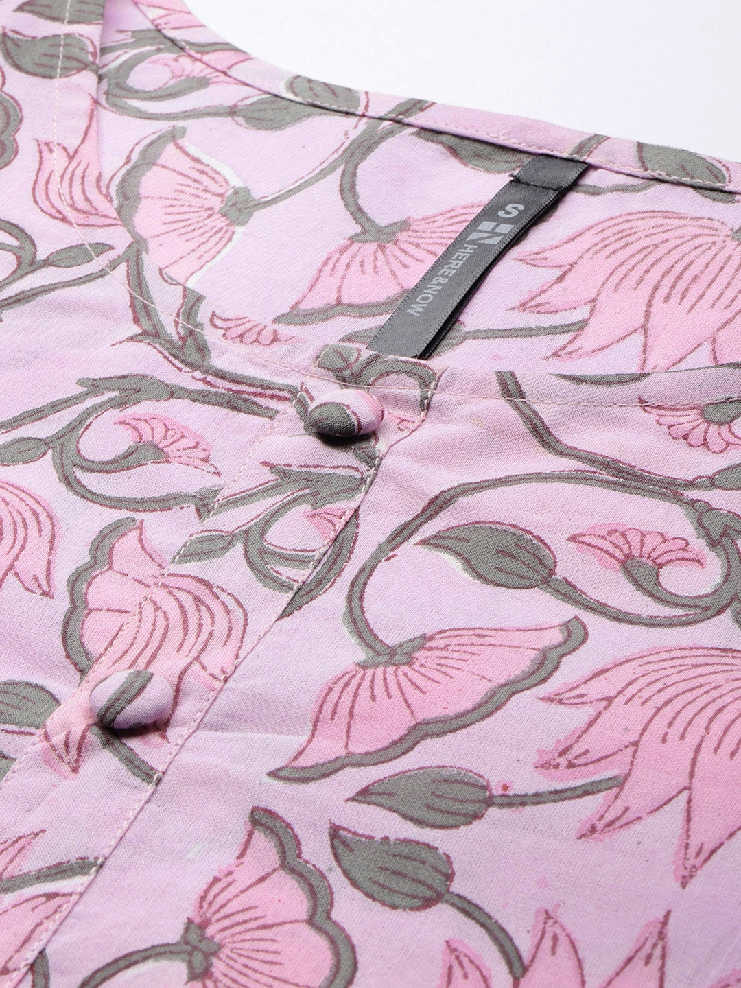 HERE&NOW Women Floral Printed Regular Pure Cotton Kurta with Palazzos & With Dupatta - Distacart