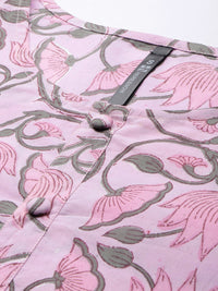 Thumbnail for HERE&NOW Women Floral Printed Regular Pure Cotton Kurta with Palazzos & With Dupatta - Distacart