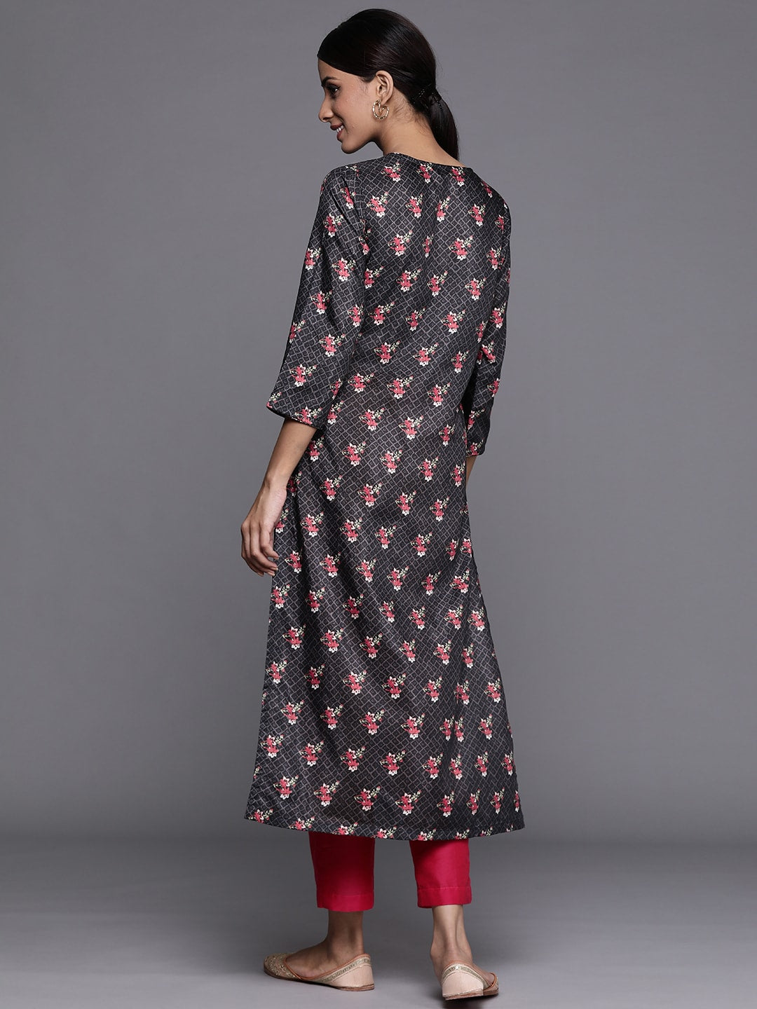 Biba Women Black & Red Ethnic Motifs Printed Kurta - Distacart