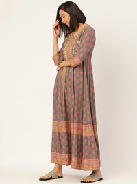 Thumbnail for HERE&NOW Women Grey Ethnic Motifs Printed Kurta Set - Distacart