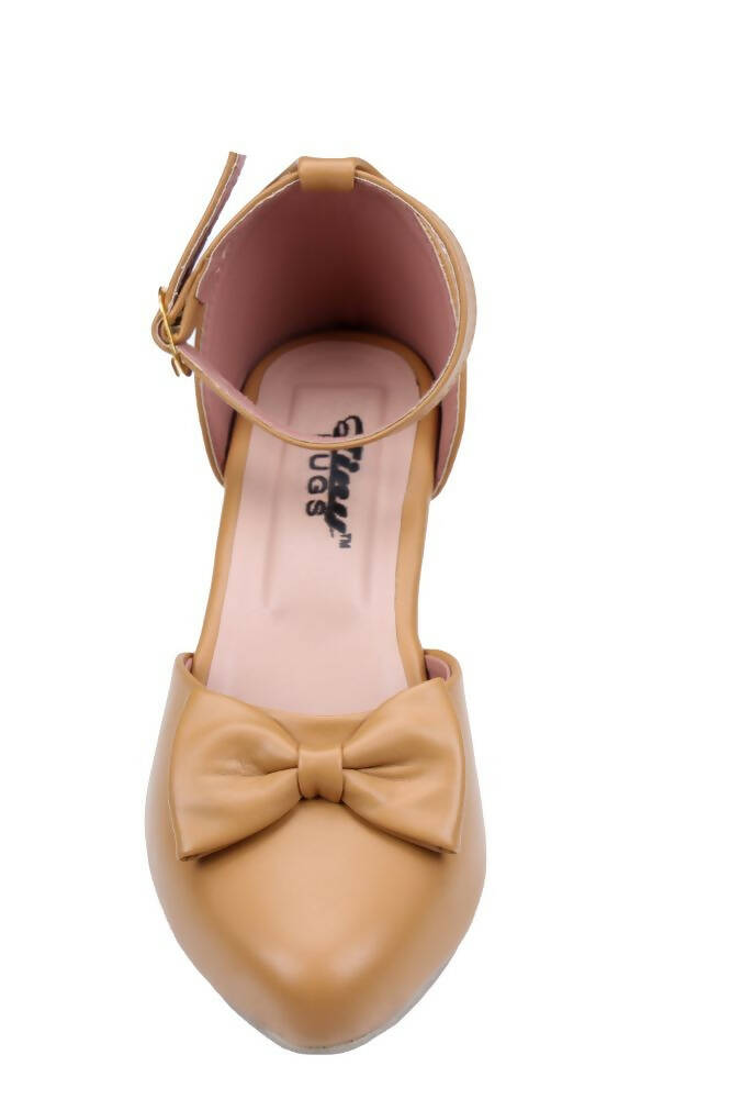 Tiny Bugs Girls Bow Embellished Ballerinas - Tan - Distacart