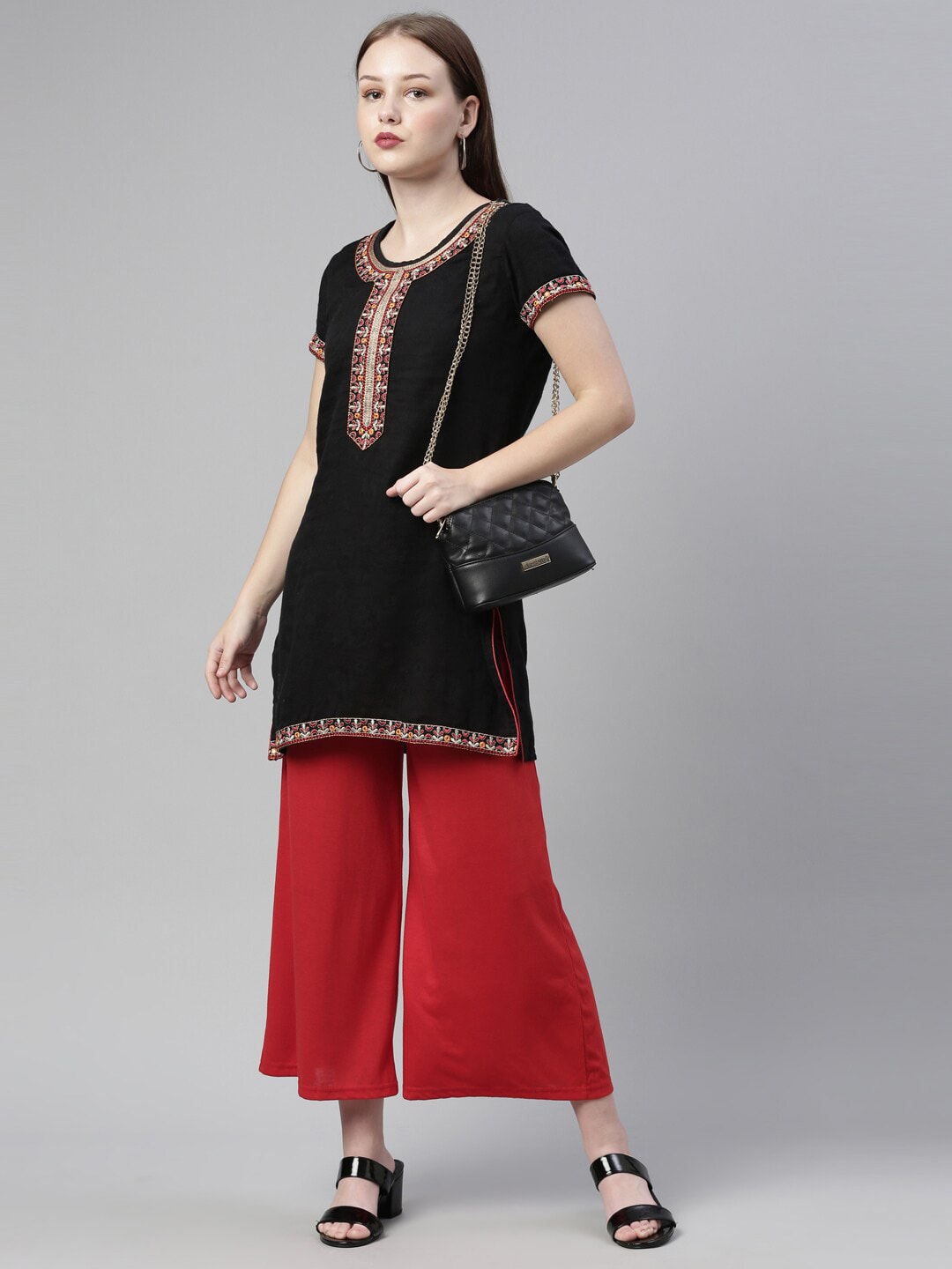 Souchii Red Knitted Ethnic Palazzos For Women - Distacart
