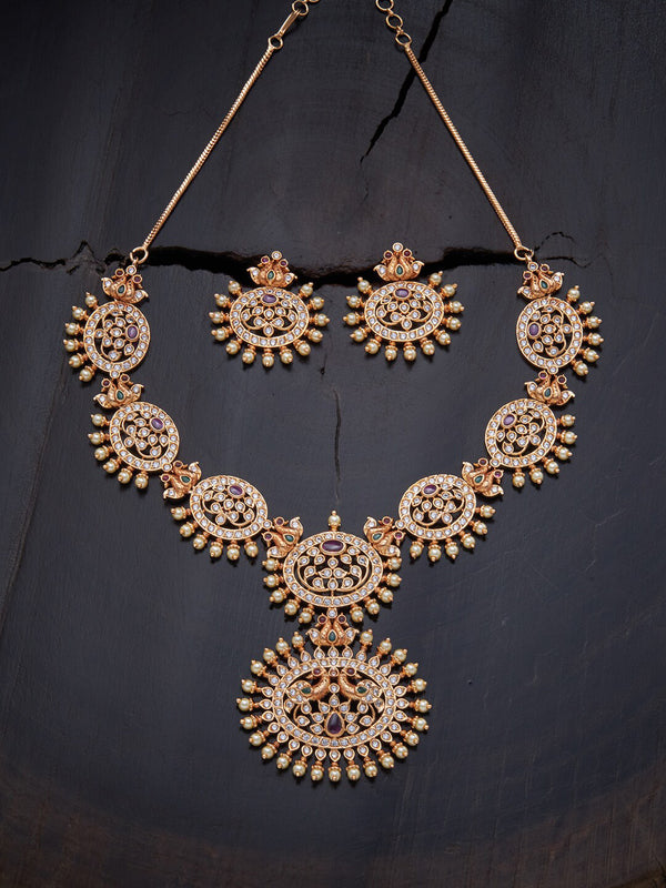 Kushal's Fashion Jewellery Gold-Plated Stone Studded Jewellery Set - Distacart