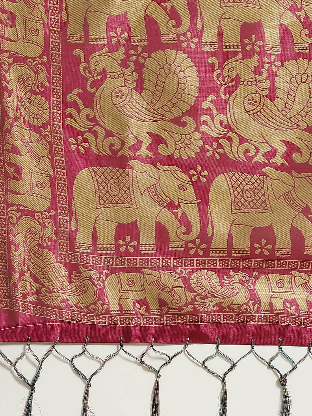 Saree Mall Teal Green & Beige Printed Bhagalpuri Saree - Distacart