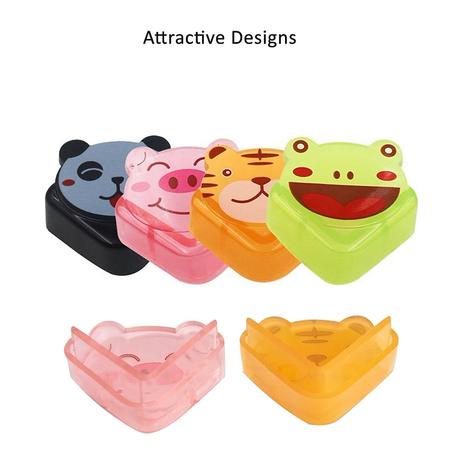 Safe-O-Kid Set Of 4 Cushioned Corner Guard Protection in cute Tiger Design - Yellow - Distacart