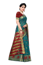 Thumbnail for Vamika Banarasi Jaquard Rama Green Weaving Saree