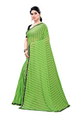 Thumbnail for Vamika Green Malai Silk Printed Saree (Zigzag Green)
