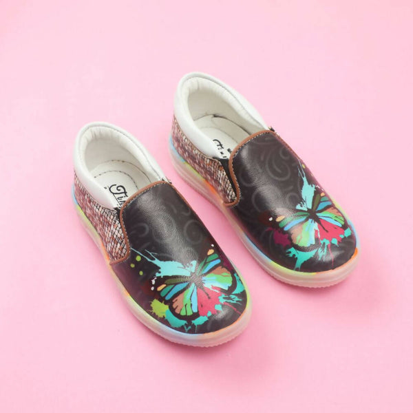 Tiny Bugs Unisex Butterfly Printed Slip Ons Sneakers - Black - Distacart