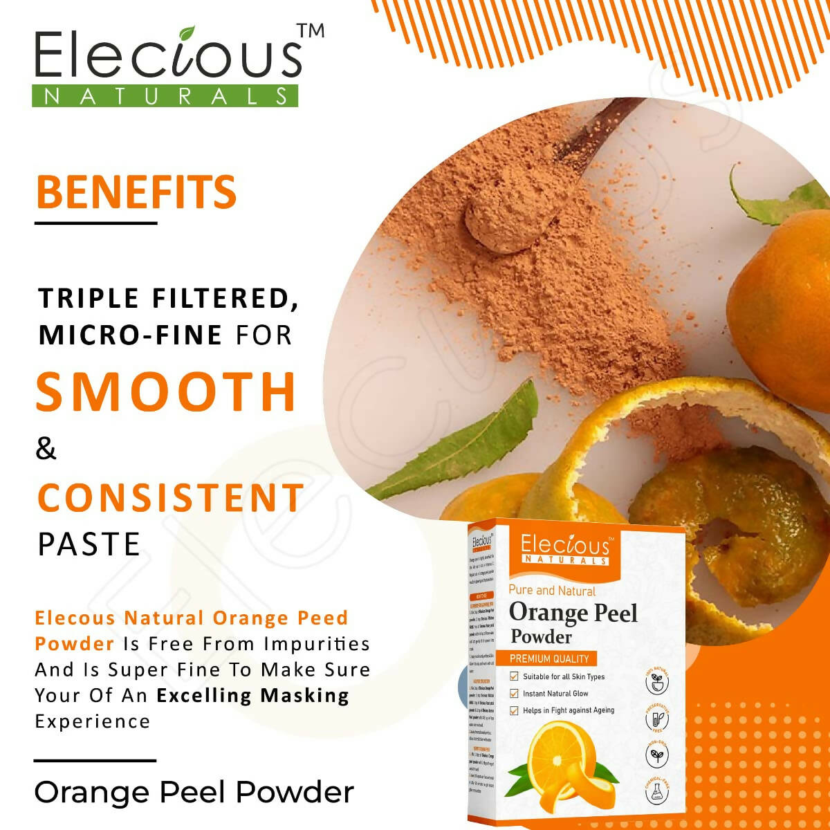 Elecious Naturals Orange Peel Powder - Distacart