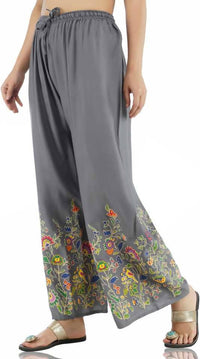 Thumbnail for Mominos Fashion Grey Floral Design Palazzo
