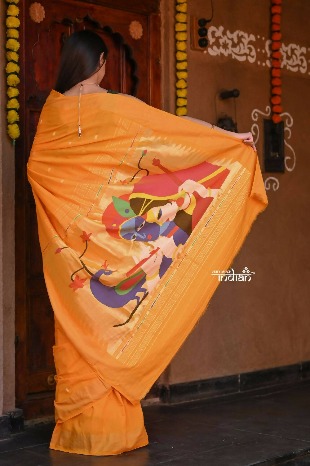 Very Much Indian Handloom Pure Cotton Paithani Turmeric Yellow - Distacart
