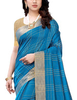 Thumbnail for Vamika Blue Cotton Silk Weaving Saree (Anaya Blue)