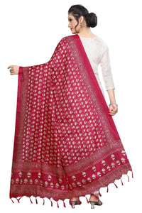 Thumbnail for Vamika Red Printed Khadi Bhagalpuri Latest Dupatta