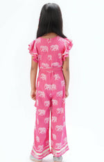 Thumbnail for Lil Drama Trunk Tales Girls Pink Flutter Sleeve Jumper - Distacart