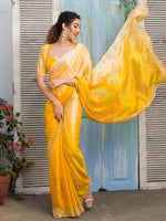 Thumbnail for Koskii Yellow & Gold-Toned Embellished Beads and Stones Saree - Distacart