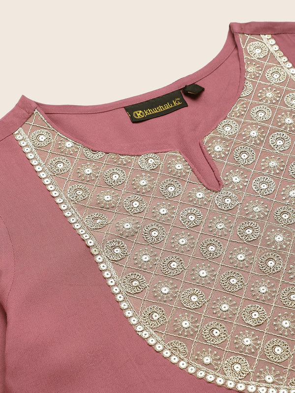 Khushal K Ethnic Motifs Yoke Design Sequinned Kurta with Trousers & Dupatta - Distacart