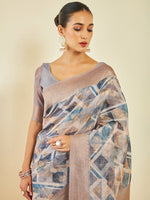 Thumbnail for Soch Geometric Printed Zari Tussar Saree - Distacart