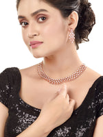 Thumbnail for Saraf RS Jewellery Rose Gold-Plated White AD-Studded Handcrafted Jewellery Set - Distacart