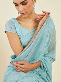 Thumbnail for Soch Striped Embellished Pure Chiffon Saree - Distacart