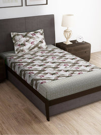 Thumbnail for Story@home Brown & Pink Abstract Microfiber 180 TC Bedsheet With Pillow Cover - Distacart