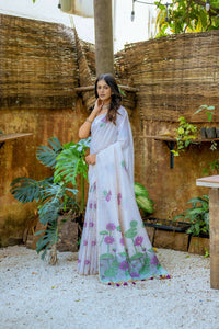 Thumbnail for Vishnu Weaves Women's Wine Muga Cotton Woven Butti Saree with Blouse - Distacart