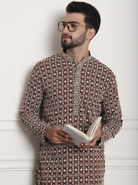 Thumbnail for Sojanya Geometric Embroidered Mandarin Collar Kurta - Distacart