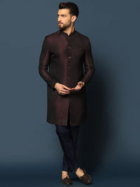 Thumbnail for KISAH Men Self-Design Cotton Sherwani Set - Distacart