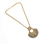 Thumbnail for Mominos Fashion Johar Kamal Gold-Plated Brass Finish Long Necklace For Women (Golden/Grey) - Distacart