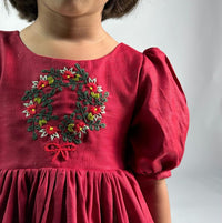 Thumbnail for ArthLife Maroon Wreath Partywear Dress - Distacart