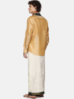 Thumbnail for Sethukrishna Men Cream-Colored Solid Dhotis With Angavastram - Distacart
