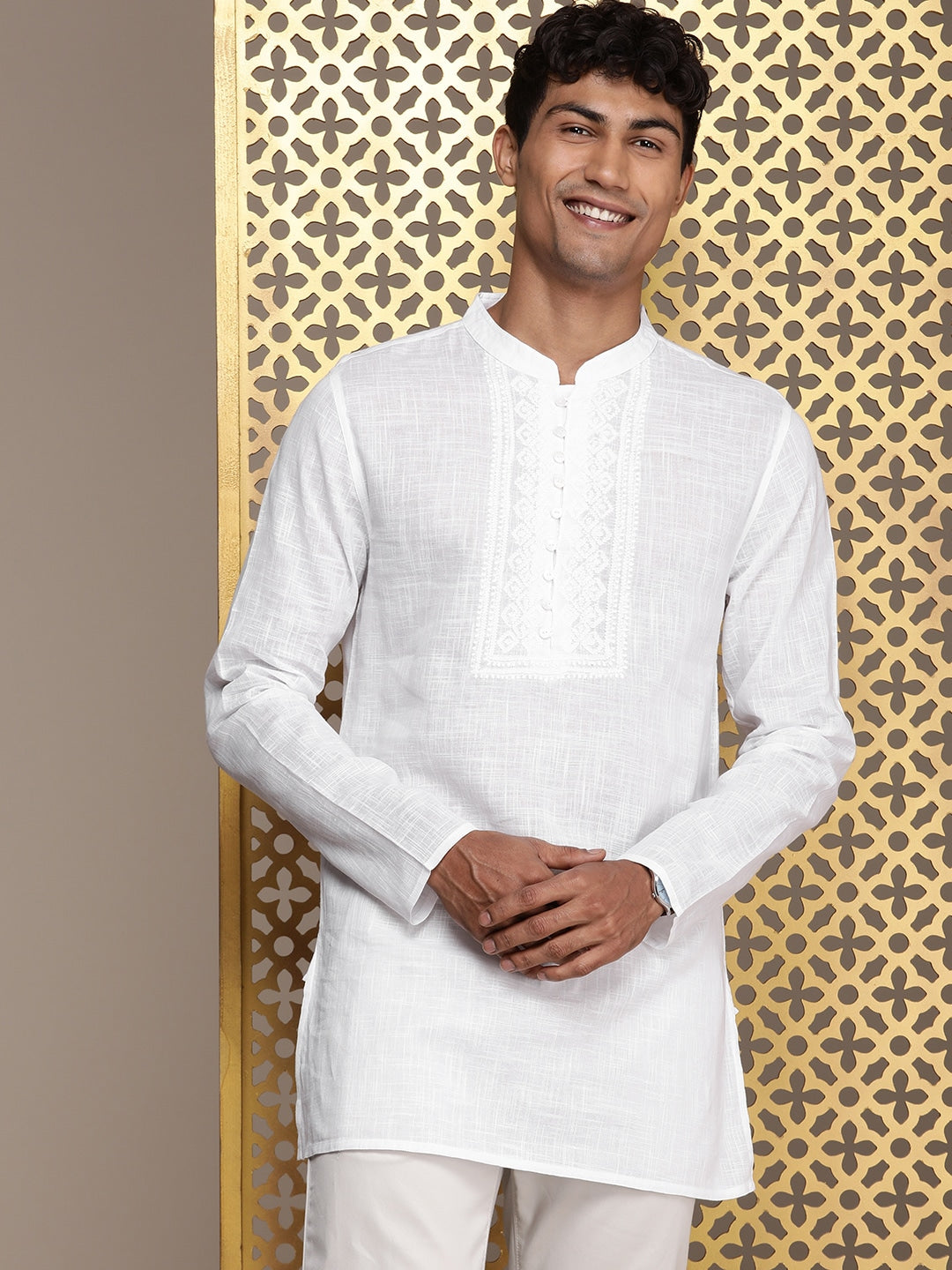House of Pataudi Ethnic Motifs Embroidered Thread Work Pure Cotton Jashn Kurta - Distacart