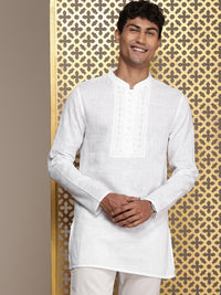Thumbnail for House of Pataudi Ethnic Motifs Embroidered Thread Work Pure Cotton Jashn Kurta - Distacart