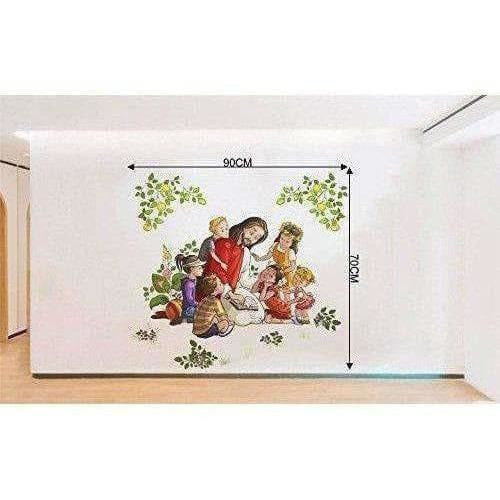 Lord Jesus with Kids Wall Sticker - Distacart
