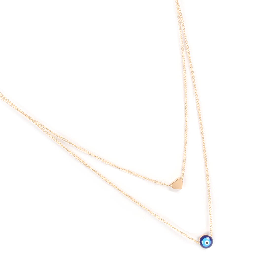 Gold-Toned Alloy Heart & Evil Eye Necklace - The Pari - Distacart