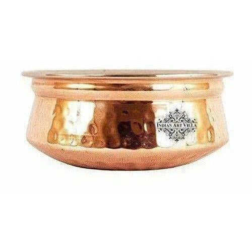 Steel Copper Handi Bowl Hammered Design Serving Dishes - Set of 4 - Distacart