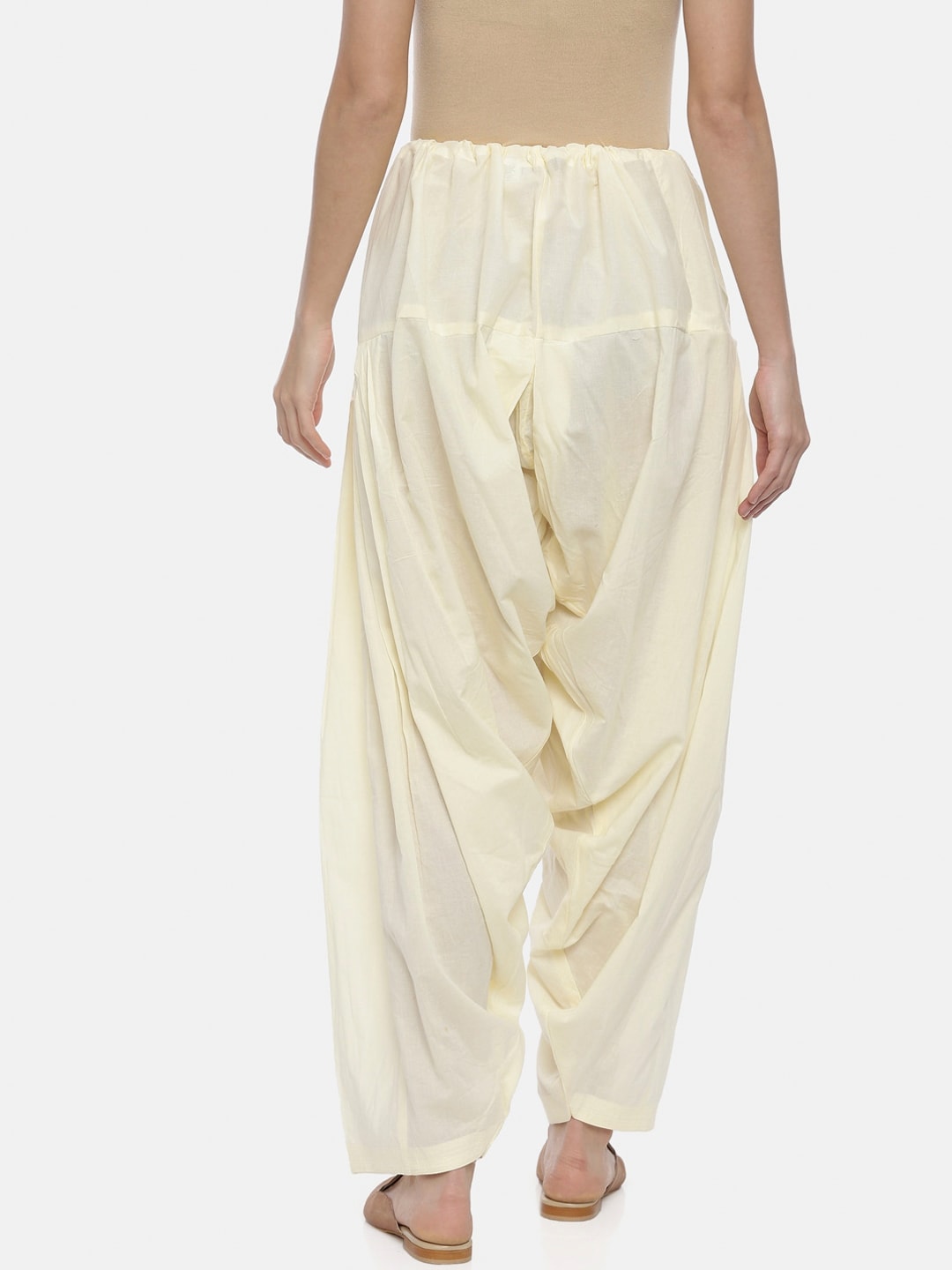 Souchii Cream-Coloured Solid Loose-Fit Patiala - Distacart