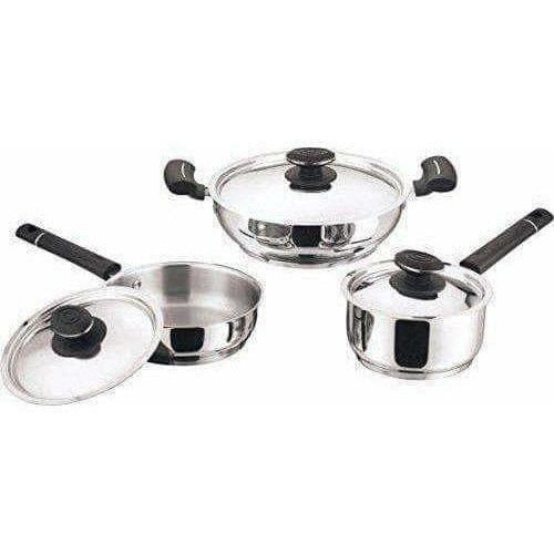 Cookware Stainless Steel - Set of 3 Pieces - Distacart