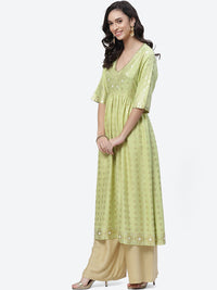 Thumbnail for Biba Women Green Ethnic Motifs Printed Anarkali Kurta - Distacart