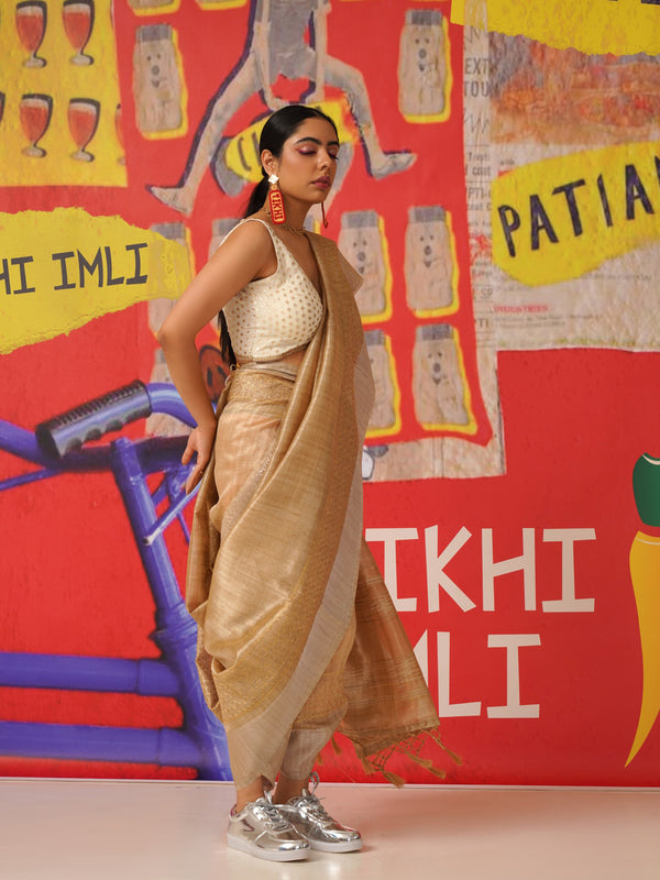 Tikhi Imli Sequinned Jute Silk Saree - Distacart