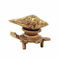 Thumbnail for Brass Vishnu Shankh Conch Shell For Puja With Vastu/ Fengshui Tortoise For Home Decor - Distacart
