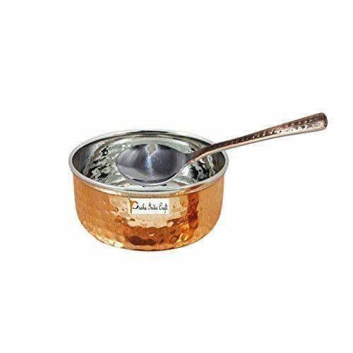 Handmade Steel Copper Serving Bowl and Spoon Set - Distacart