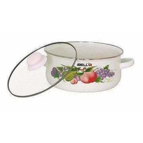Decorative Enamel Casserole with Glass Lids - Set of 3 - Distacart