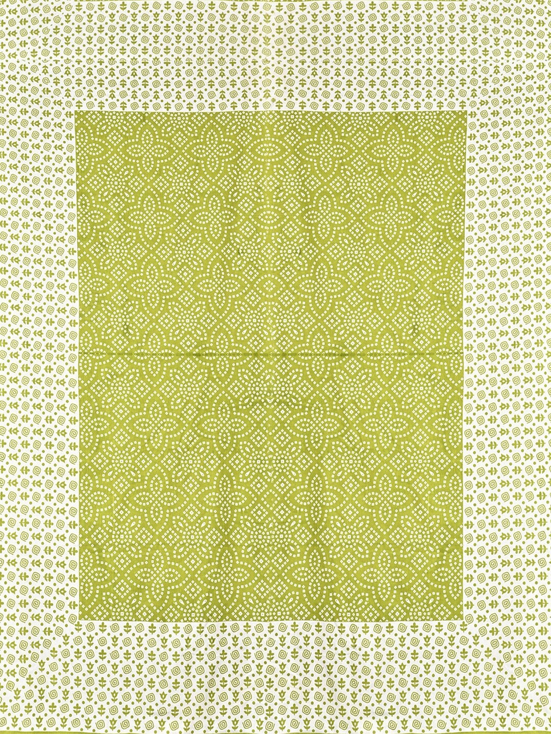 Urban Magic Green & White Ethnic Motifs Cotton 104 TC Queen Bedsheet with 2 Pillow Covers - Distacart