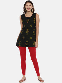 Thumbnail for Souchii Red Solid Slim-Fit Ankle-Length Leggings - Distacart