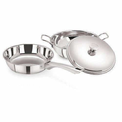 Stainless Steel Sandwich Base Cookware , Fry Pan with Lid - Set of 2 - Distacart