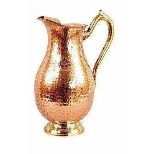 Steel Copper Jug Pitcher with Brass Handle - Distacart