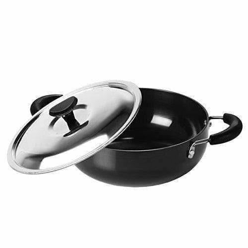 Hard Anodised Deep Kadhai With Stainless Steel Lid - Distacart